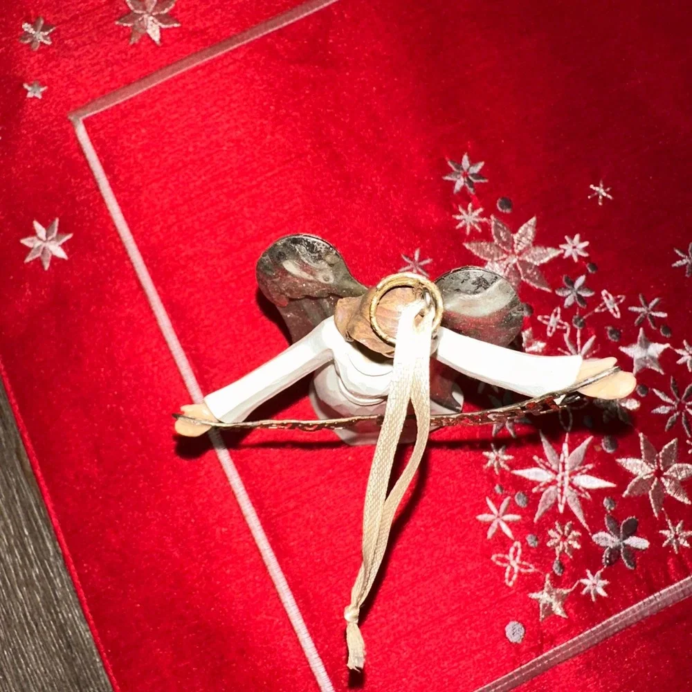 Angel Ornament Christmas Holiday Decor White Dress Silver Wings 